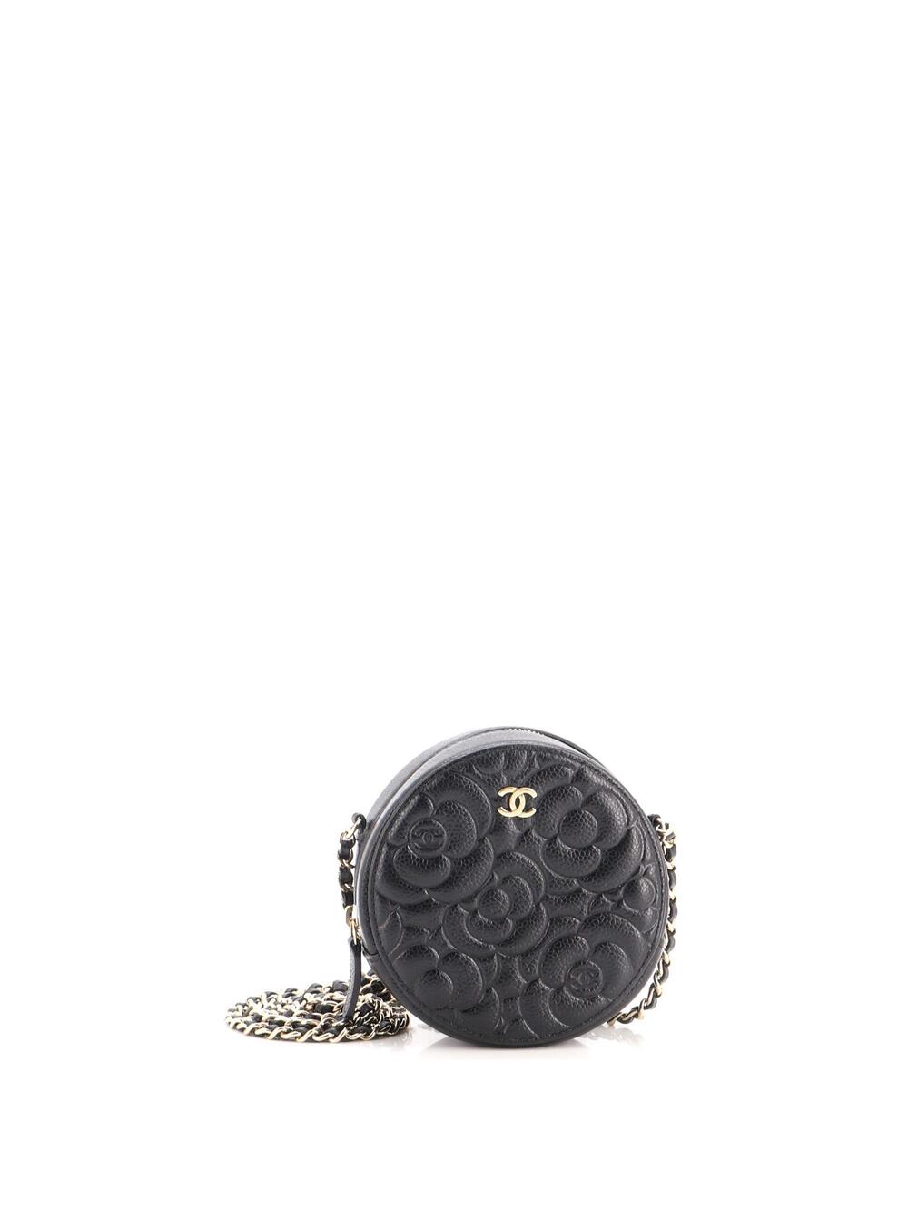 Chanel Round Clutch With Chain Camellia #345330C24B